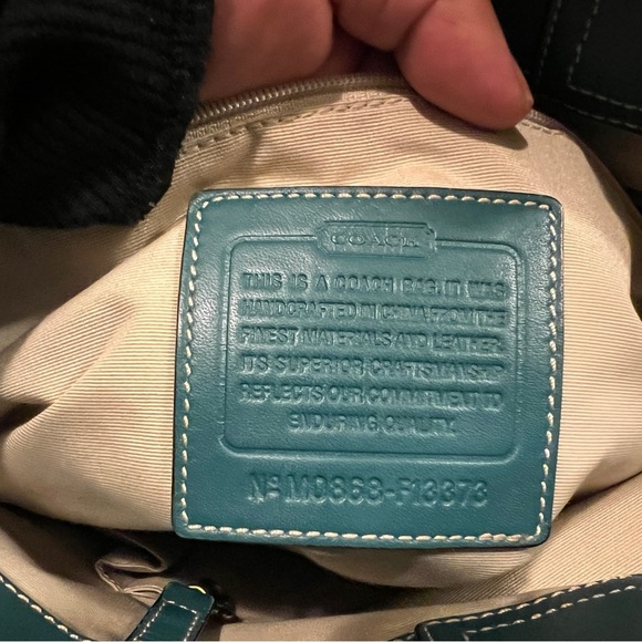 Coach Straw Tote with Teal Accents - Picture 11 of 13